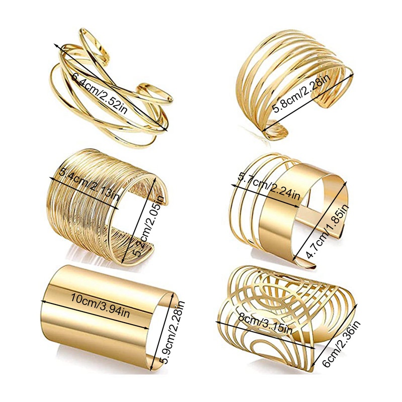 Wanita Buka Lebar Kawat Gelang Emas Pergelangan Tangan Cuff Wrap Bracelet