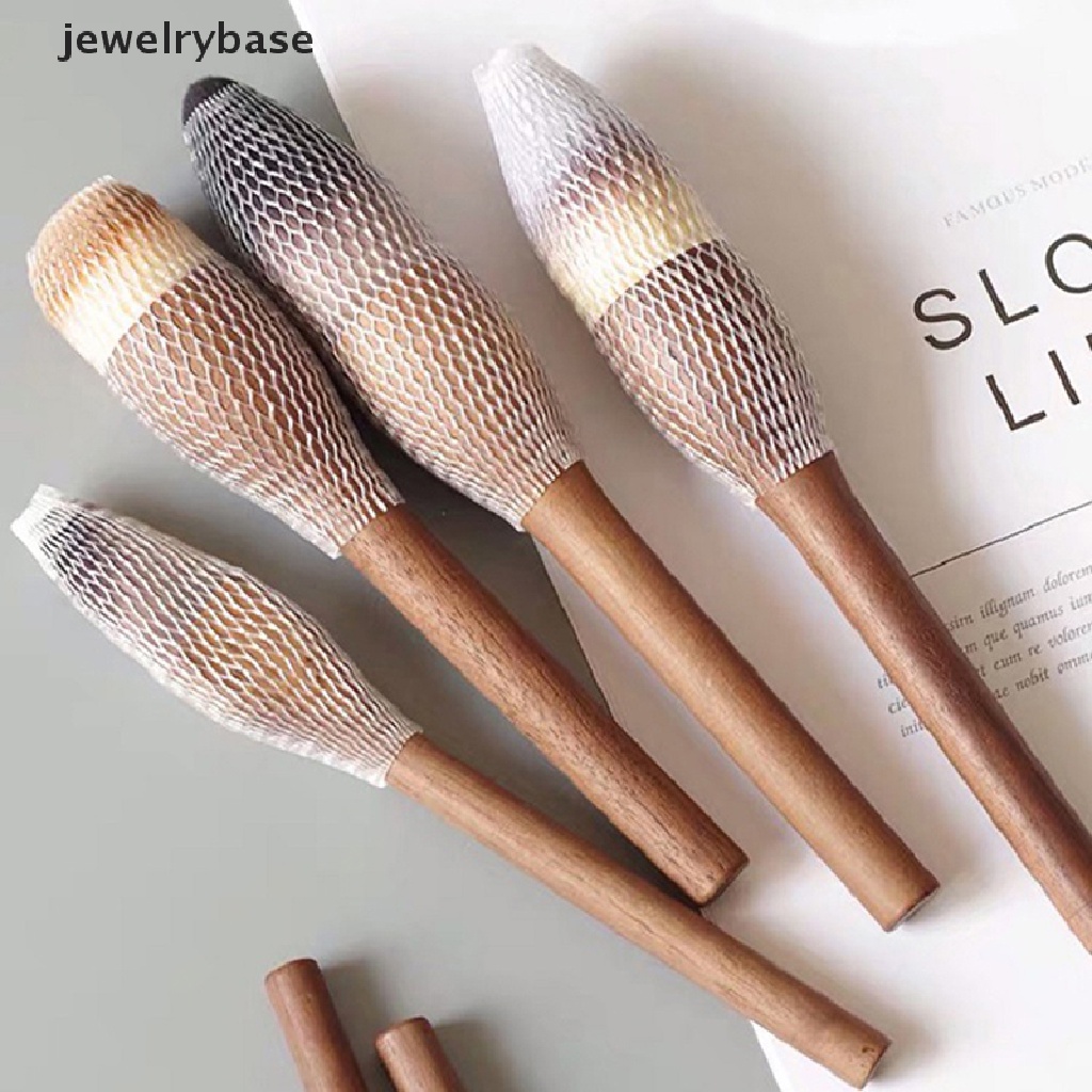 [jewelrybase] 1pc Sikat Gagang Kayu Kosmetik Premium Walnut Loose Foundation Contour Brush Butik