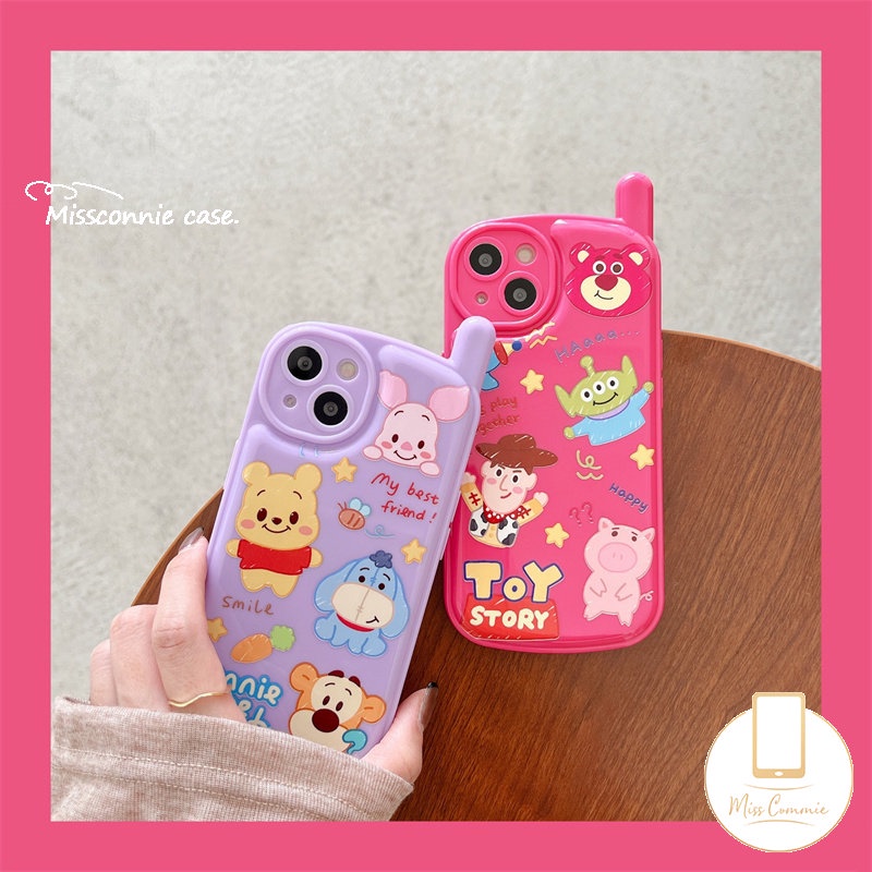 Kartun Strawberry Bear Manyo Case Kompatibel Untuk iPhone 7plus XR 11 14 13 12 Pro MAX 7 8 Plus X XS MAX SE 2020 Kepribadian Retro Bentuk Telepon Cerita Mainan Lucu Alien Lembut Tpu Cover