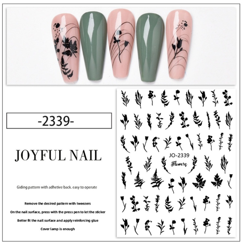 Siy 6lembar Bunga Nail Art Stiker Decals Daun Desain Perekat Diri Stiker Kuku