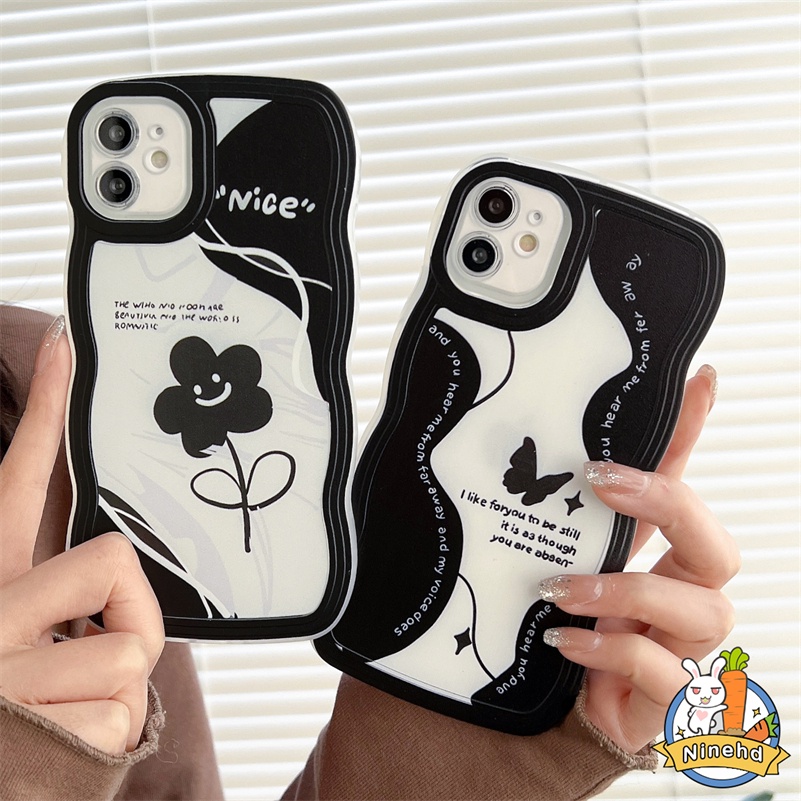 Vivo Y16 Y02 Y02s Y35 Y22 V25e V25 V23e V23 V21 V21e V20 Pro Y15A Y15S Y01 T1x Y75 Y21 Y21s Y21A Y33T Y21T Y12s Y12A Y20 Y20s Y20i Y17 Y15 Y12 Y1s S1S S1 Casing Telepon Tepi Gelombang Kupu-Kupu