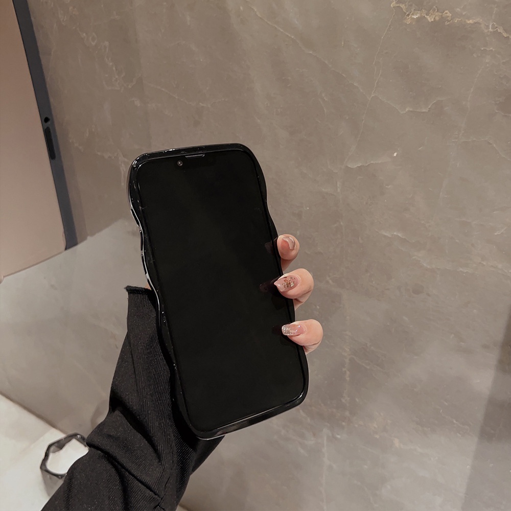 IPHONE Ins Transparan Butterfly Phone Holder Case Hitam Mengkilap Perlindungan Penuh Soft Cover Untuk Iphone11 12 13 14 PLUS PRO MAX