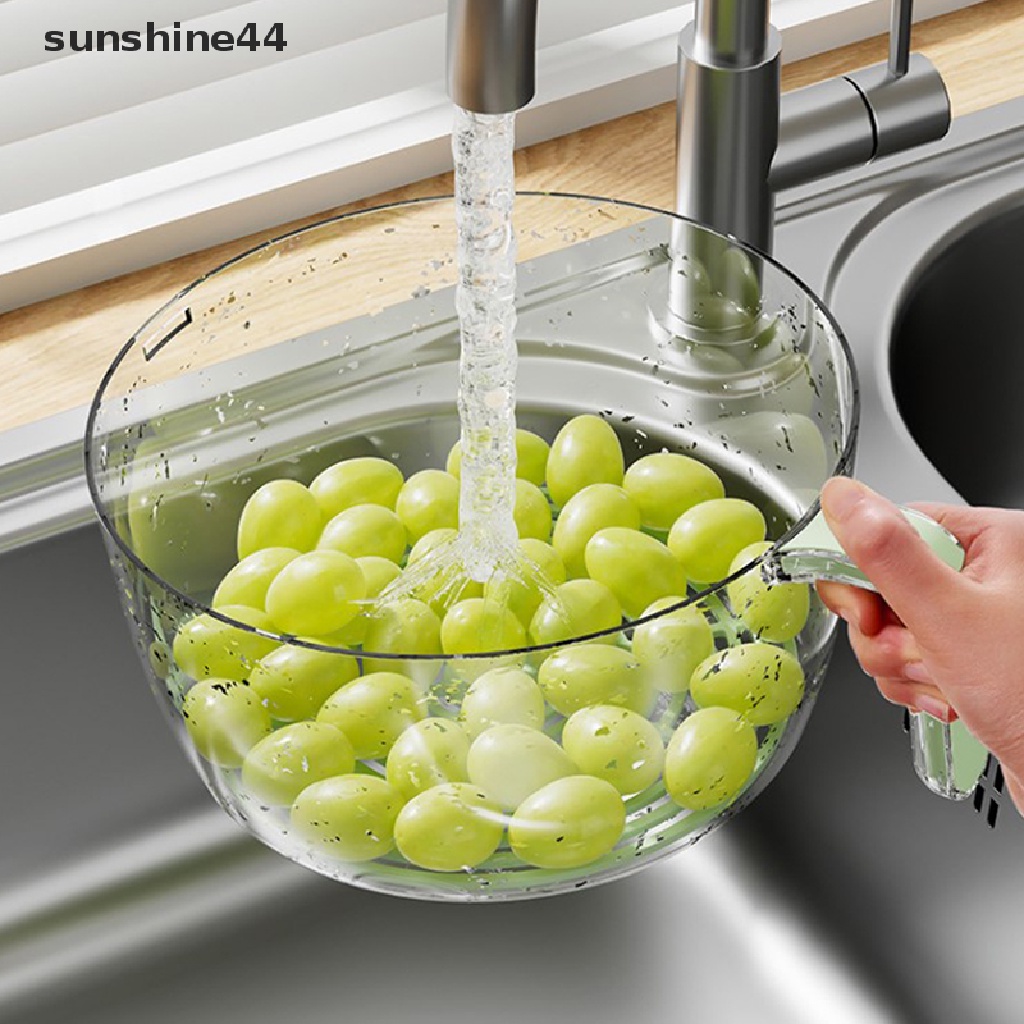 Sunshine Kitchen Drain Basket Bowl Tempat Cuci Beras Colander Basket Strainer Dengan Handle ID