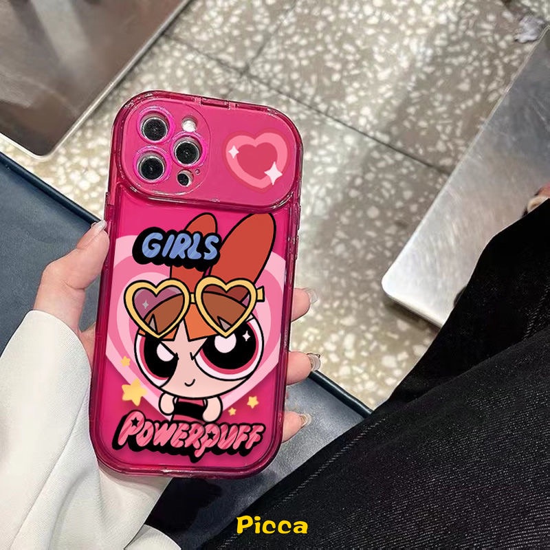 IPHONE Casing Cermin Make Up Flip Kompatibel Untuk Iphone11 7 8 Plus XR 14 13 12 11 Pro MAX X XS MAX SE 2020 Kartun The Powerpuff Gadis Kreatif Lembut TPU Shockproof Case