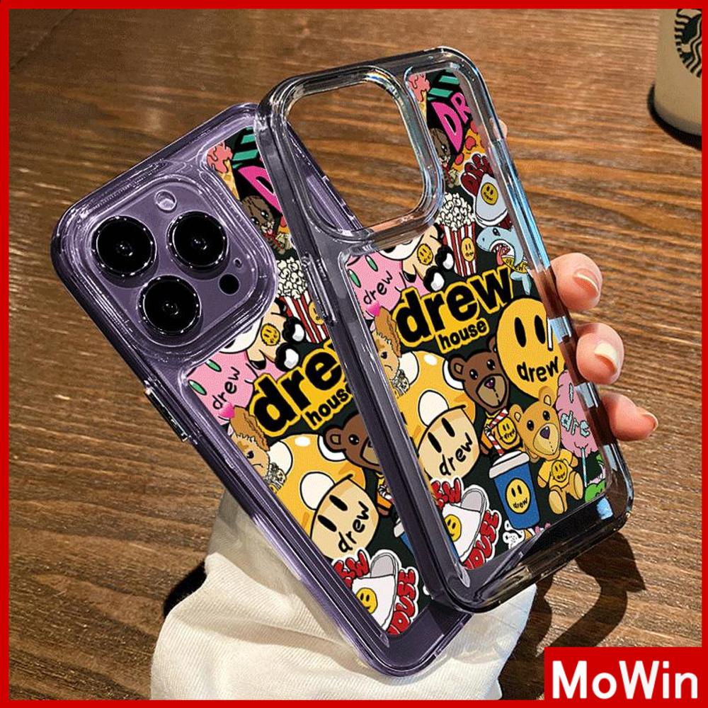 For iPhone 14 Pro Max iPhone Case Acrylic Hard Case HD Clear Case Plating Button Shockproof Purple Cartoon Black Compatible For iPhone 13 Pro max 12 Pro Max 11 xr 7plus 6splus