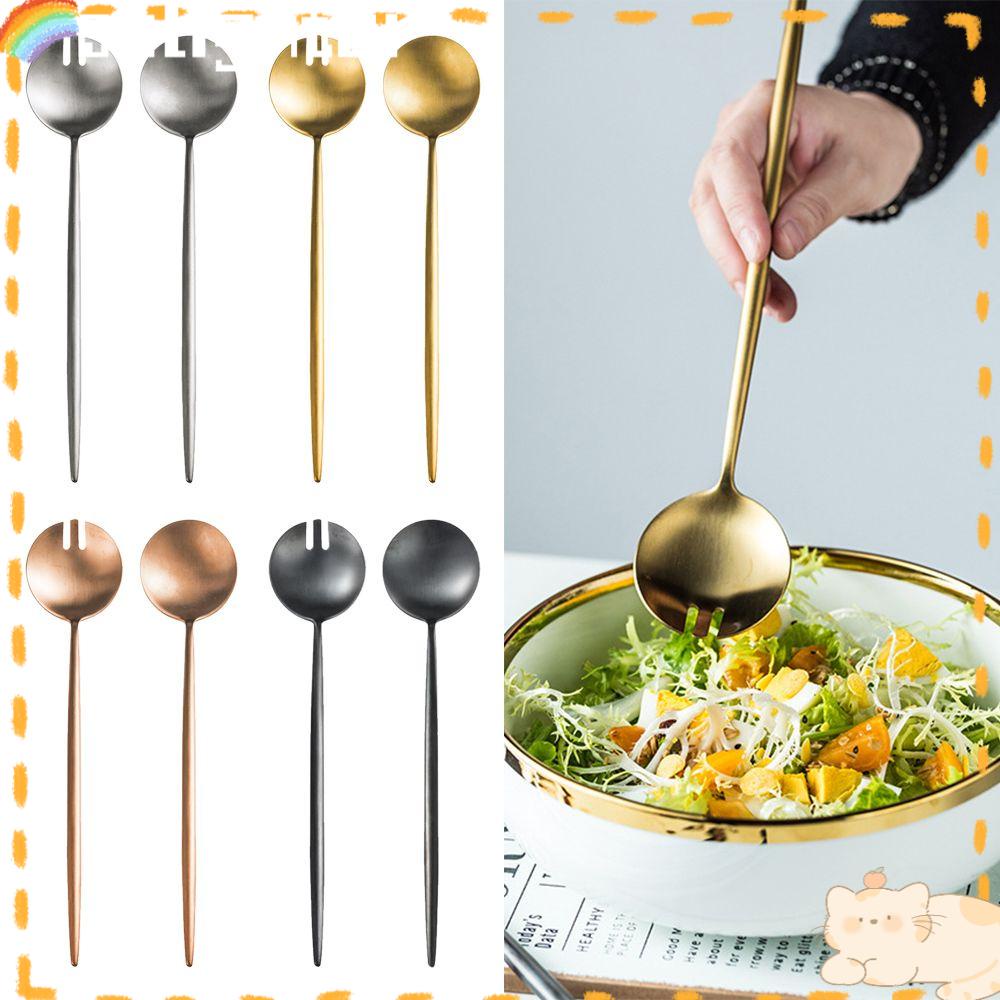 Solighter Salad Mendistribusikan Piring Home Kitchen Salad Serving Spoon Peralatan Dapur Sendok Garpu Set