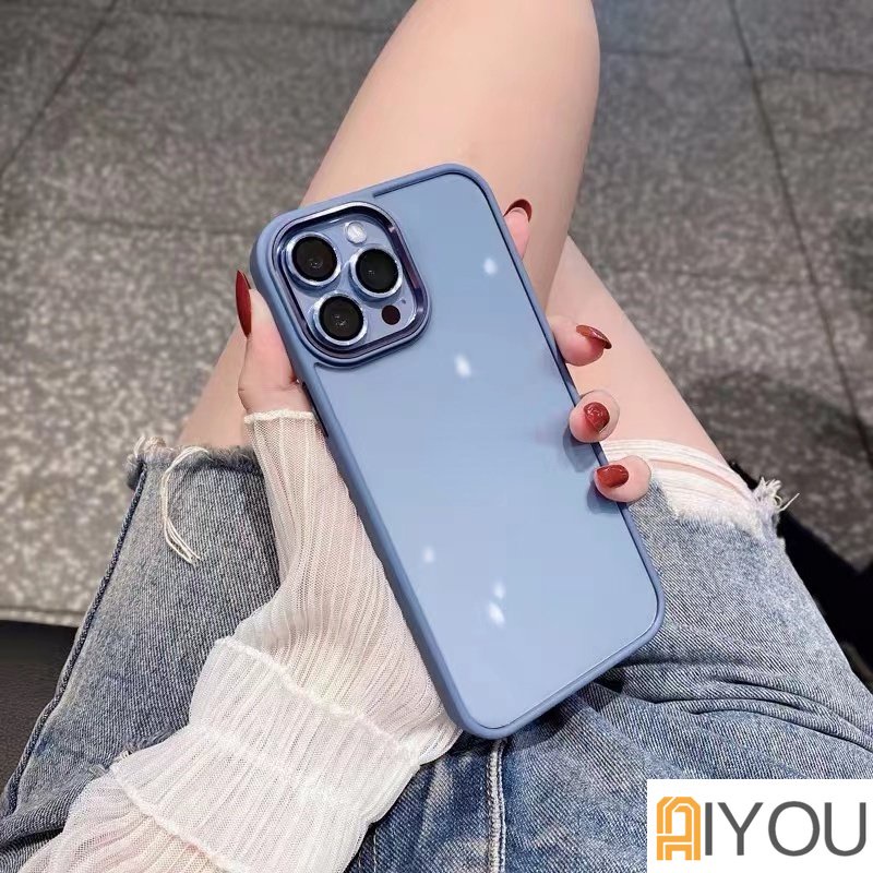 Case Acrylic Iphone 14 Pro Max XR 11 12 13 Pro Max Tebal X XS Murah Warna Biru Hybrid