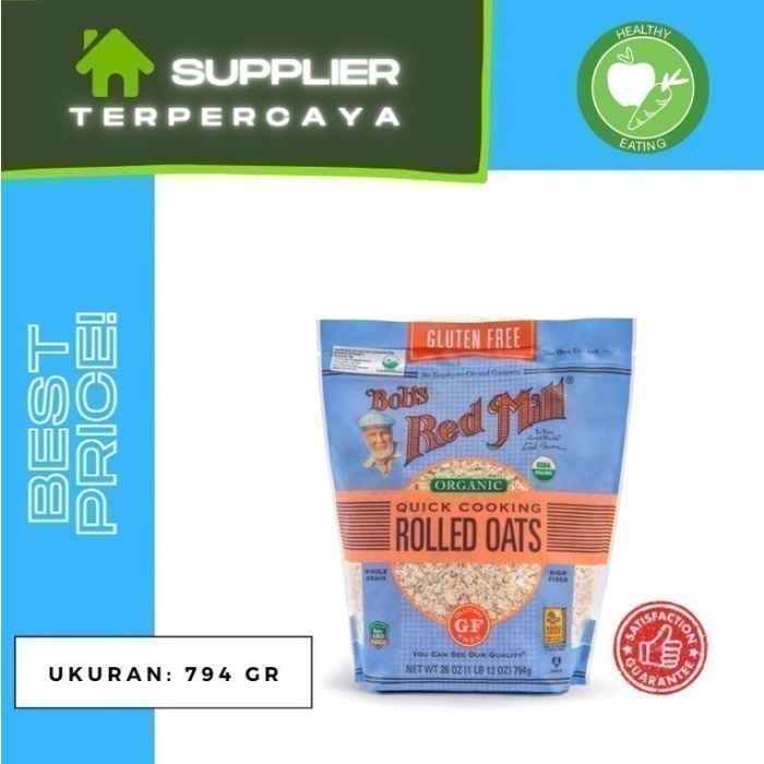 

[Ready Stock] Bob's Red Mill Gluten Free Organic Quick Rolled Oats 794gr | Vegan Oat