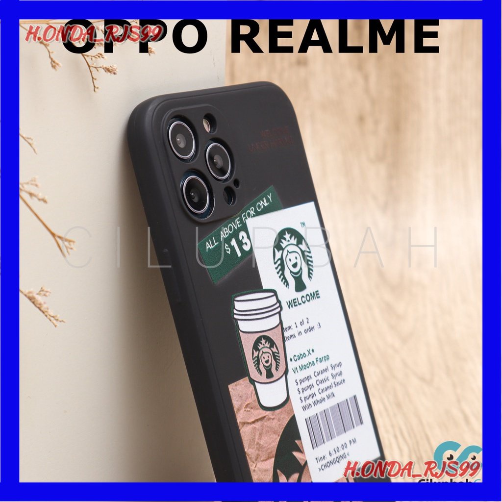 Soft Case Oppo A1K A3S A5S A15 A37 A71 A33 A5 A31 4F Casing Silicone Square Edge Starbucks Black