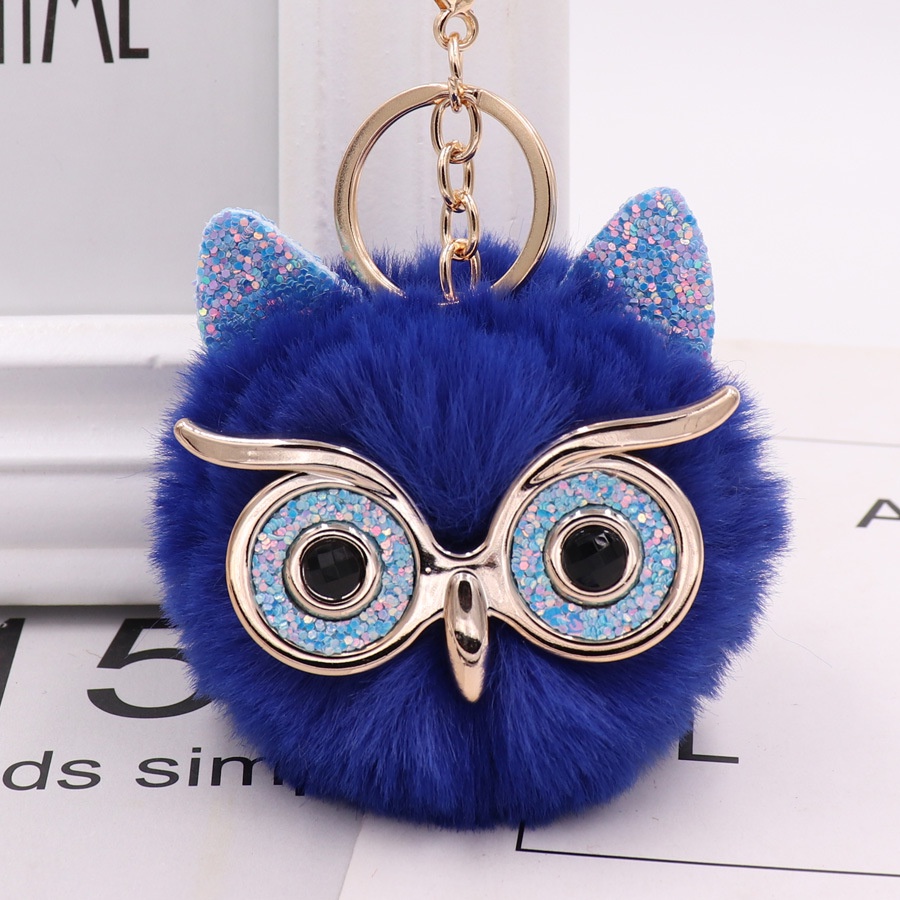 Fashion Lucu Kartun Gantungan Kunci Owl Lembut Pompom Hewan Ekor Rambut Bola Mobil Keychain Wanita Aksesoris Tas Mobil Gantungan Kunci Hadiah Ibu