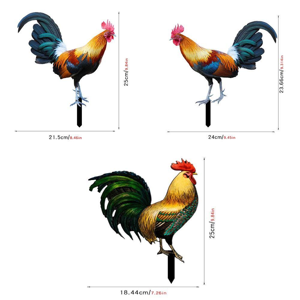 R-FLOWER Patung Ayam Jago Outdoor Yard Art Decor Ornamen Taman Akrilik