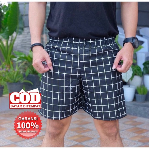 [COD] Boxer tartan celana pendek cotton pria wanita buat santai