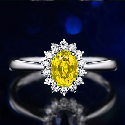 Goldkingdom Fashion Perhiasan Aksesoris Ready Stock Warna-Warni Permata Putri Pertunangan Cincin Klasik Eropa Dan Amerika Penuh Berlian Zirkon Oval Safir Cincin Perempuan