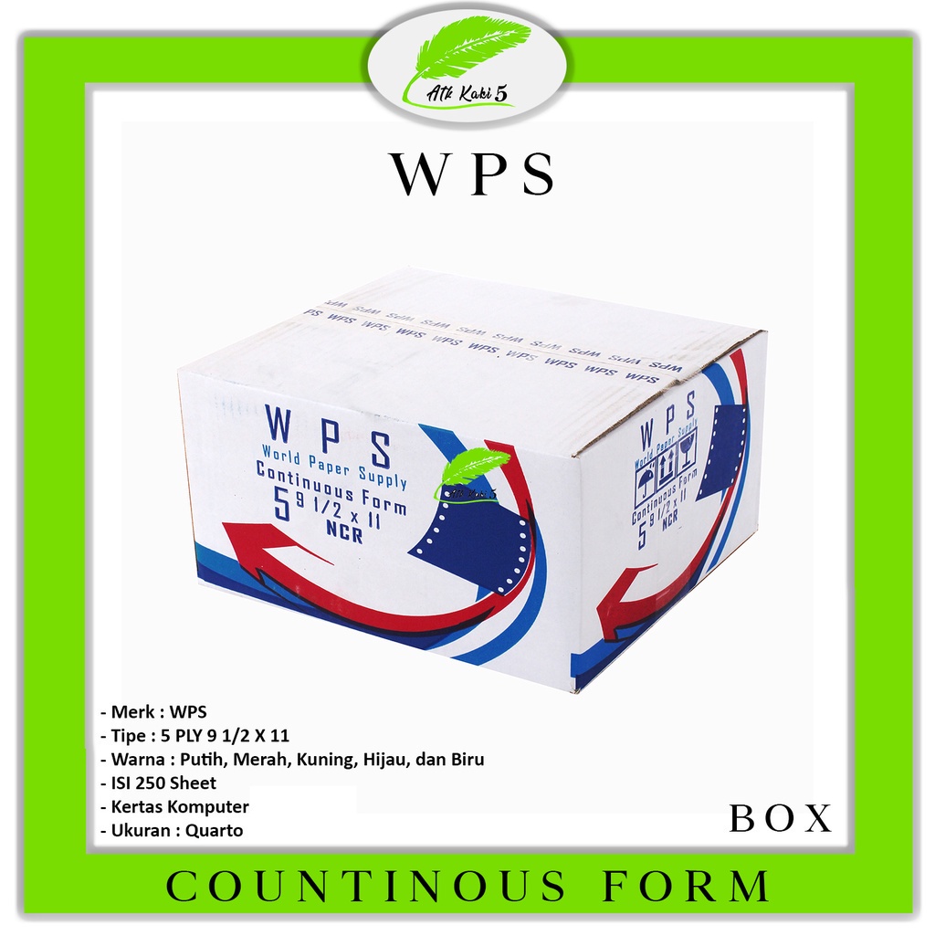 

WPS - Continous Form 91/2 x 11 5 Ply ( K5 WPS ) NCR - Box