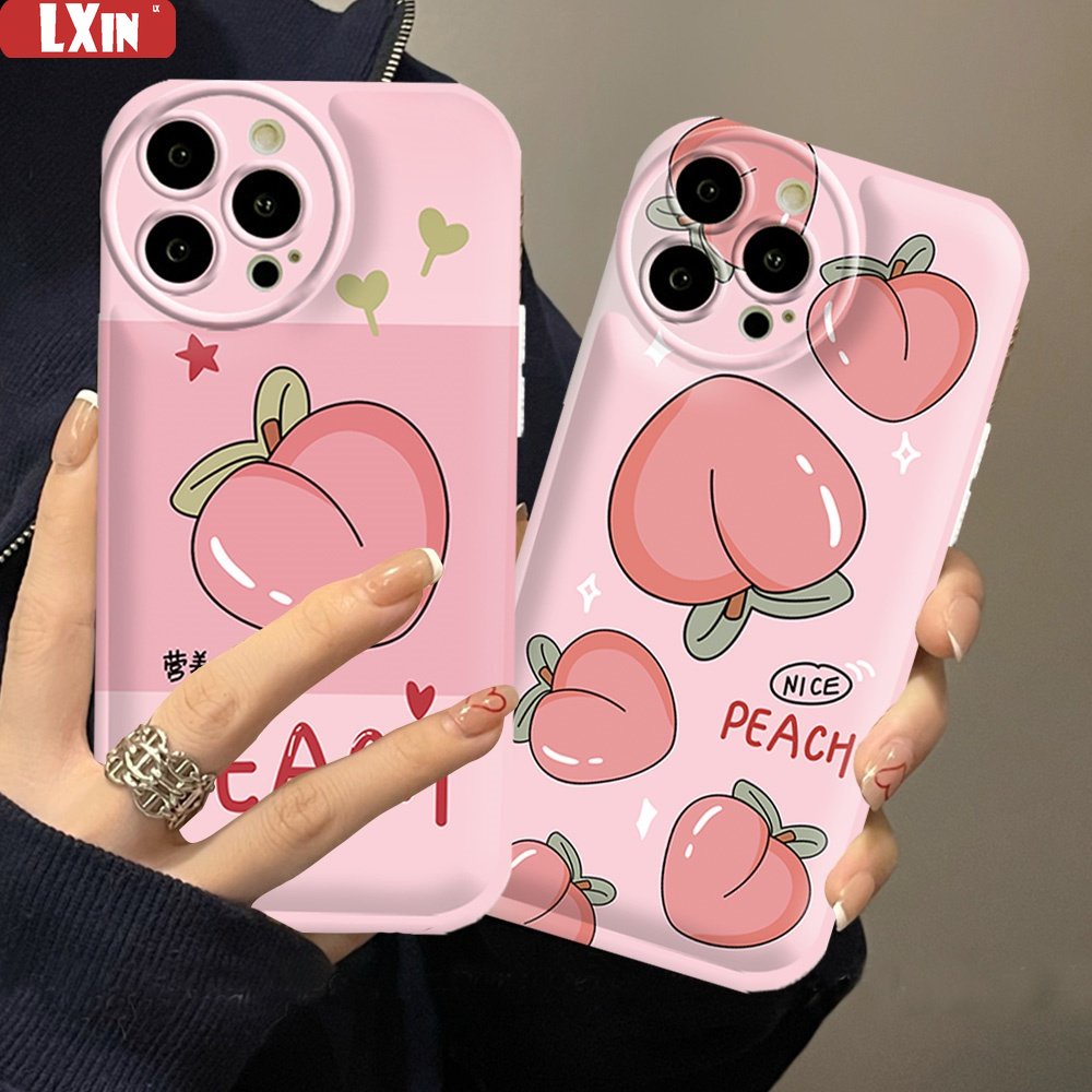 Case OPPO A17 A57 A16 A16K A5S A12 A3S A12E A92 A52 F1S A53 A33 A31 A9 A5 A15 A15S A54 F9 C1 NFC Summer Peach Bantalan Udara Fasion Phone Cover