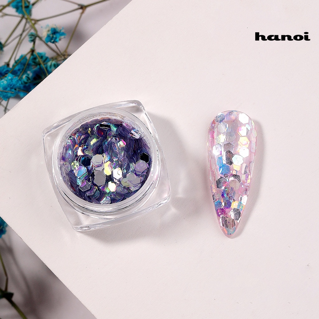 Hi 1kotak Nail Art Payet Sparkly Indah Hexagon Glitter Sekali Pakai Hias Kuku Reflektif Anti-Kerusak Nail Art Ornamen Manicures Stuff