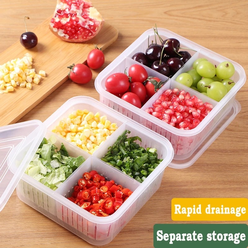 Tempat Penyimpanan Makanan Bawang Putih Bawang 4kisi/kotak Penyimpanan Buah Sayur Plastik Tiris Dapat Ditumpuk