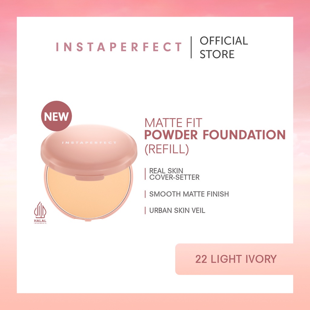 Rumah Cantik 354 Wardah Instaperfect Refill Matte Fit Powder Foundation 13 g - Refill Bedak (Real Skin Cover Setter, Smooth Matte Finish, SPF 20 PA+++)