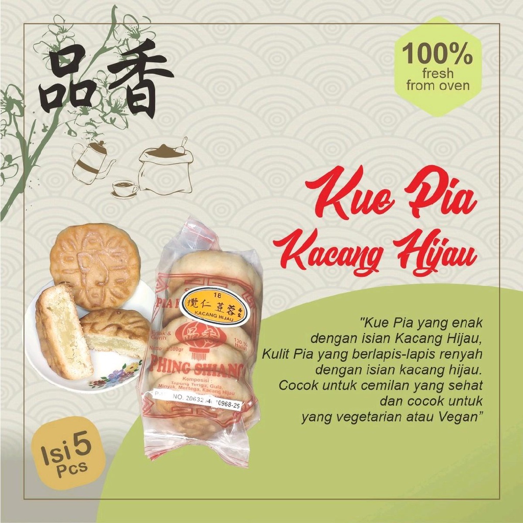 

Ssl09 PHING SIANG Kue Pia Kacang Hijau isi 5pcs/pack Pia cetak Kue Bulan Mooncake Mini