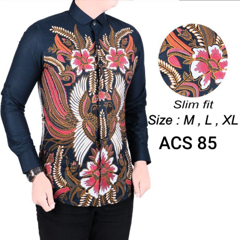 HEM KEMEJA BATIK PRIA SLIM FIT MODERN MEWAH KUALITAS TOP D640 MEWAH PREMIUM BAJU ELEGANT SIZE M L XL  SKU MS JAKARTA