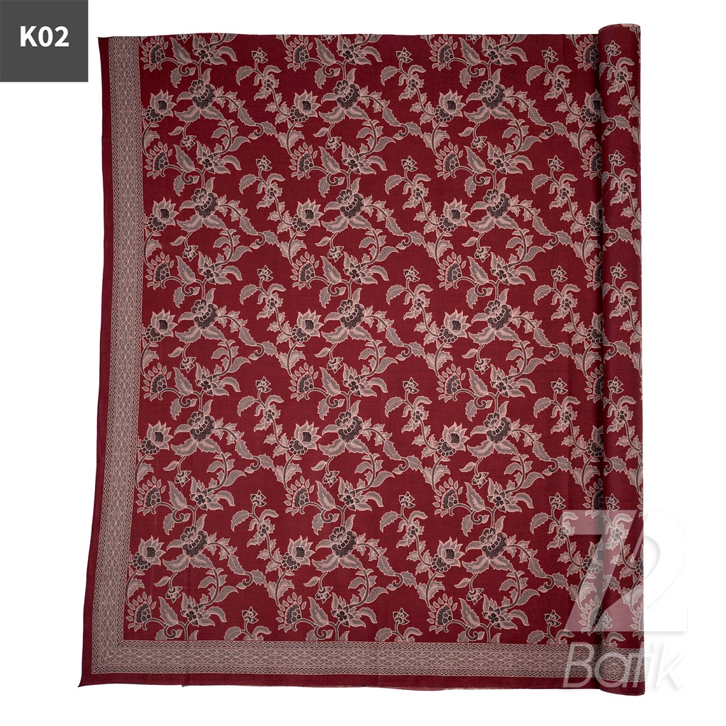 KAIN BATIK PREMIUM Katun Motif Kembang Tulip Warna Merah 723277 Cap 72 Jarik Jarit Samping Kebat Panjang Batik Katun Modern Premium Bahan Seragam Batik Pernikahan Kantor Keluarga Murah Kamen Jadi Batik Bali Lembaran