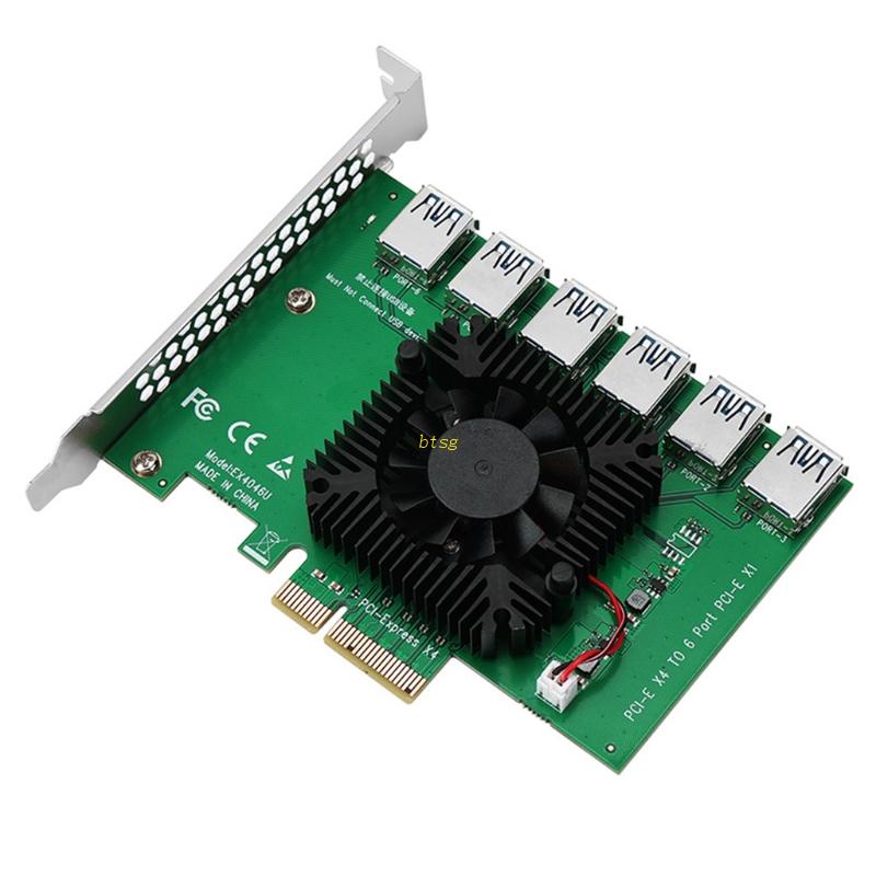 Btsg PCI Untuk Express X4 1sampai6 Riser Card Adapter Untuk Tambang Penambang BTC Nserted Ke Dalam Circuit Board Lingkungan Untuk