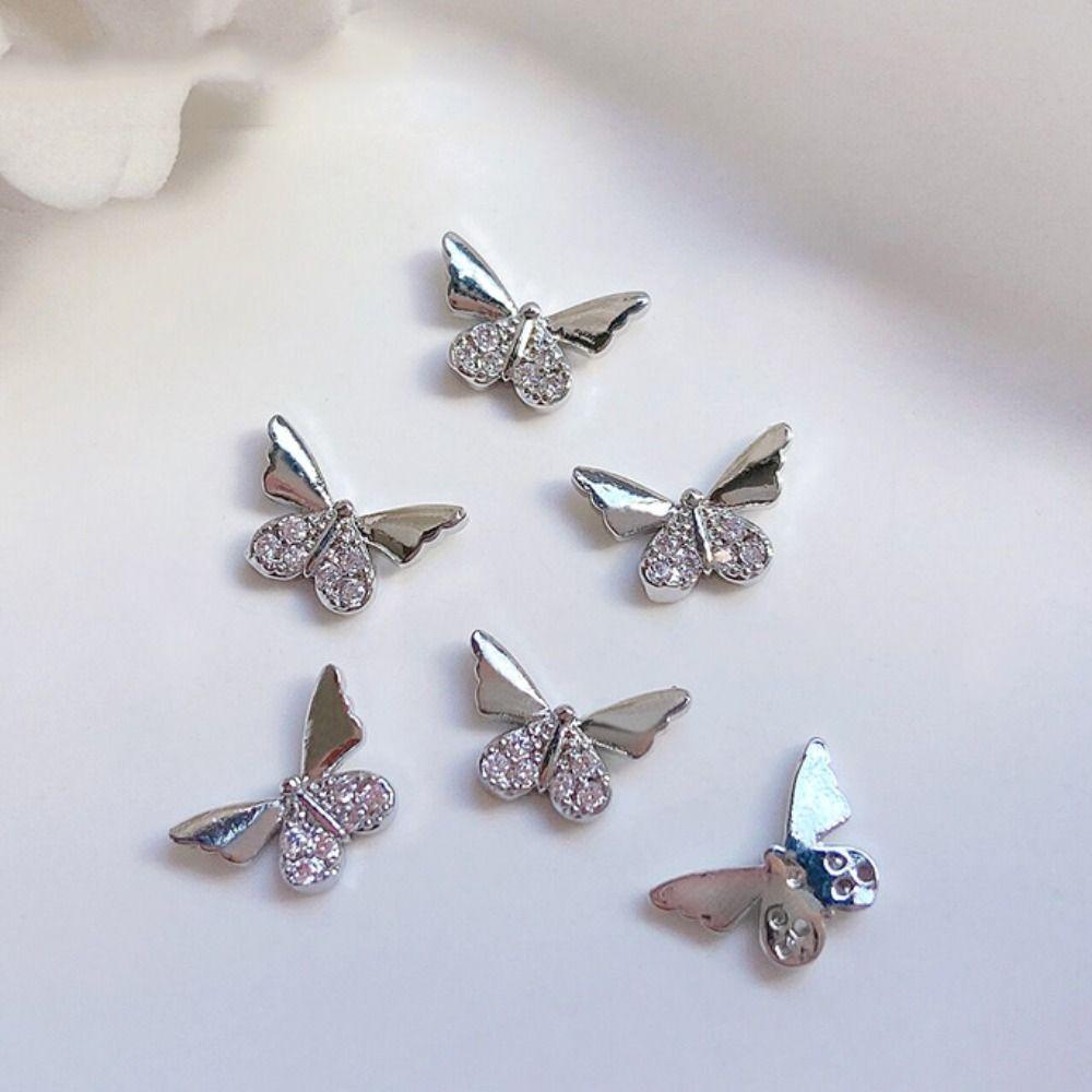 AUGUSTINA Augustina Dekorasi Nail Art 3D Kristal Silver Alloy Zircon Pesona Kuku