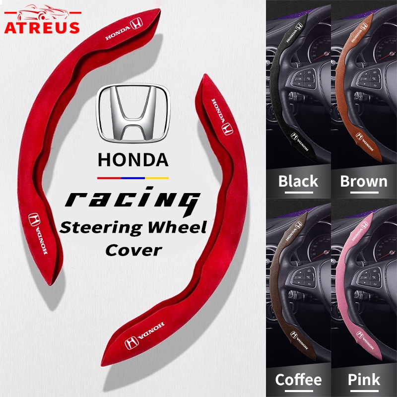 Cover Pelindung Setir Mobil Honda Racing Suede Steering Wheel Cover Anti Slip Serap Keringat Untuk Freed Brio City Civic CRV HRV BRV Accord Jazz