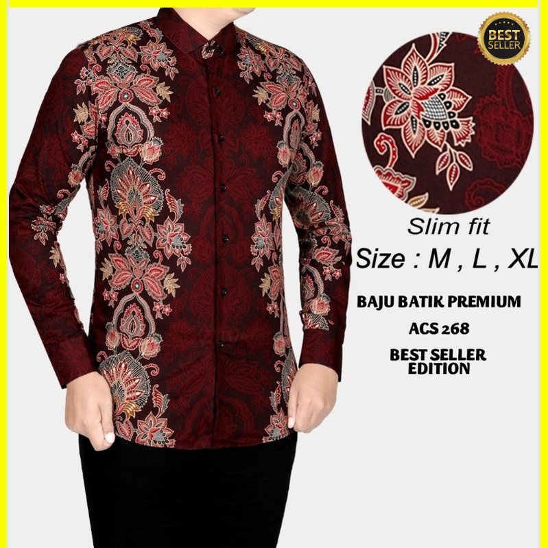 KEMEJA BATIK PRIA SLIM FIT LENGAN PANJANG COLINDION ACS26 PREMIUM KEMEJA BLD JAKARTA