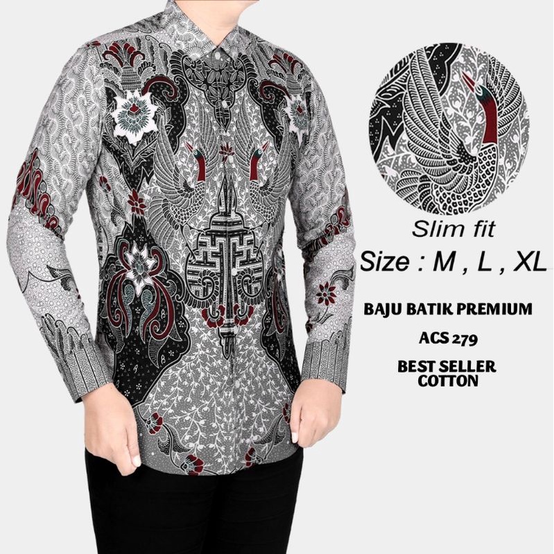 BAJU KEMEJA BATIK PRIA SLIMFIT LENGAN PANJANG MEWAH SLIM FIT D345 PREMIUM KEMEJA BLD JAKARTA