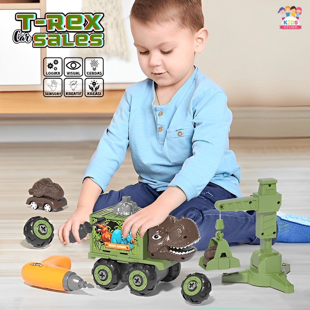 T-Rex Car Track Dinosaurus Set Lengkap | Mainan Anak Laki Laki Mobil Mobilan | Kado Ulang Tahun Anak Cowok