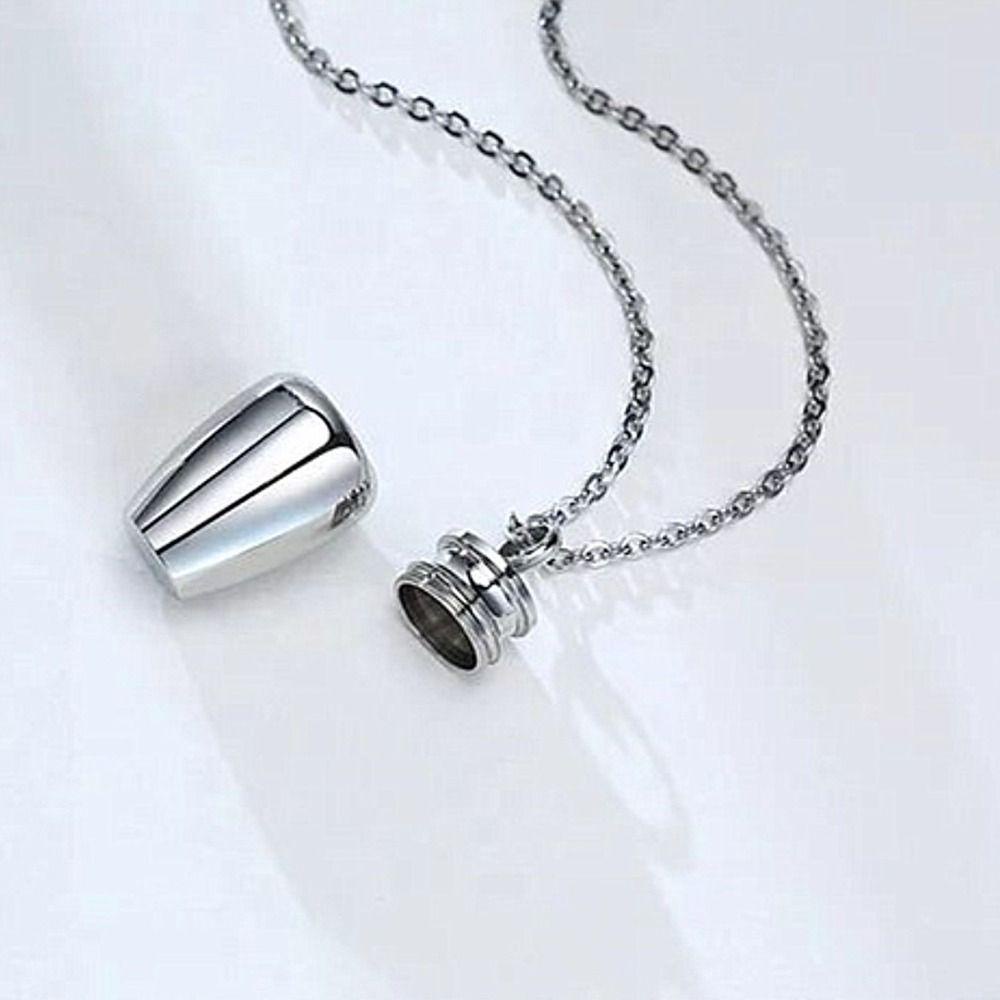 R-flower Wishing Bottle Necklace Fashion Stainless Steel Pesona Keberuntungan Bentuk Oval Toples