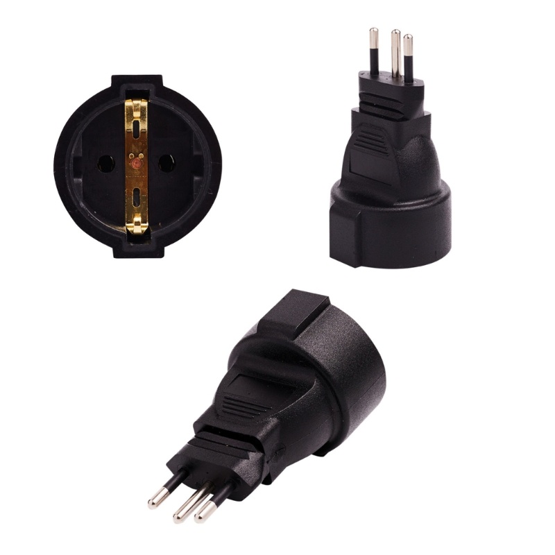 Zzz Male to Female Power Adapter16A 110-250V 3pin Steker Swiss Ke EU Soket Bulat 2pin