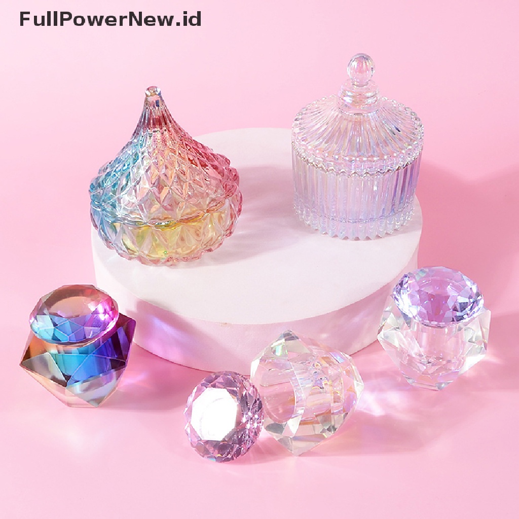 Power Square Cup Acrylic Liquid Dish Rain Crystal Gelas Kaca Mahkota Bening Dengan Tutup ID