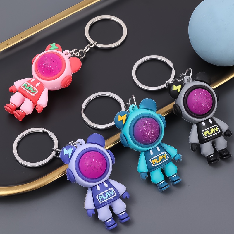 3d Kartun Bermain Petir Beruang Gantungan Kunci Lucu Astronot Beruang Boneka Keyring Tas Liontin Pasangan Mobil Gantungan Kunci Aksesoris Kreatif