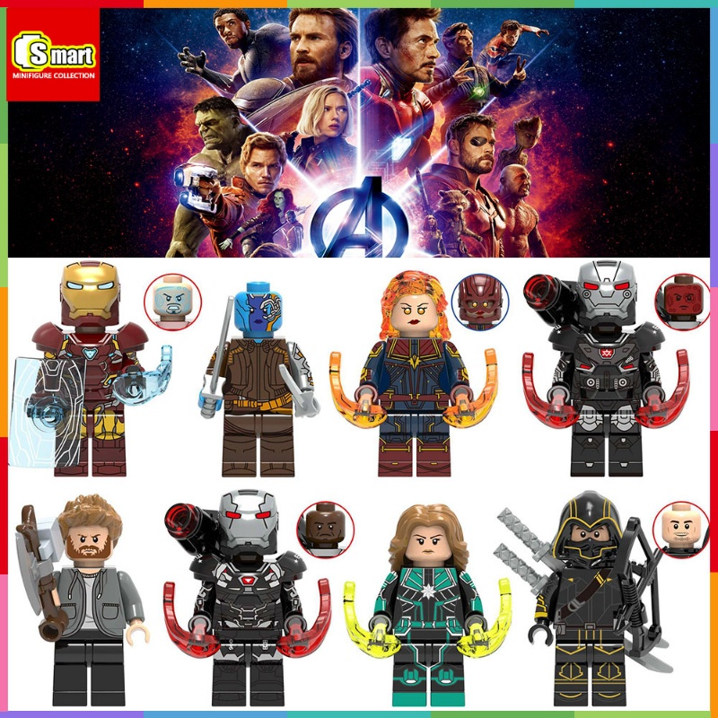 Mesin Perang Superhero Marvel Minifigures Iron Man Thor Hawkeye Captain Marvel Minifigure Rakitan Mainan