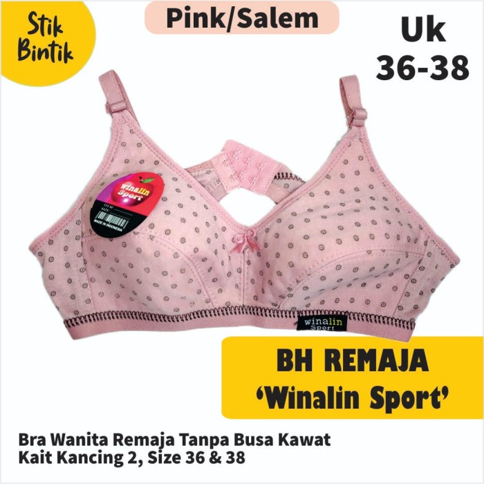 BH/BRA SPORT WANITA BINTIK TANPA BUSA DAN KAWAT UK 36 PINK - Merah Muda