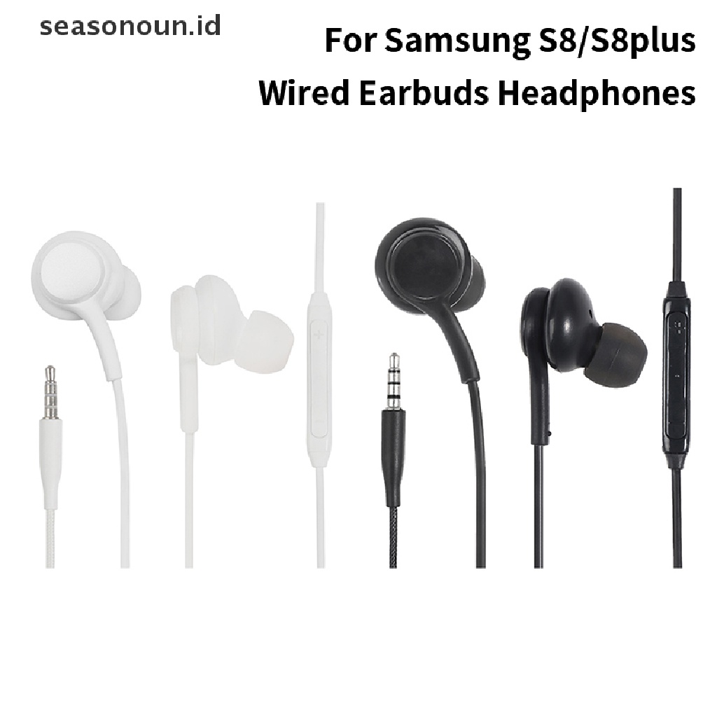 Seasonoun Wired Earbuds Headphone In-Ear Handsfree Earphone w/Mic Untuk Samsung S8/S8plus.