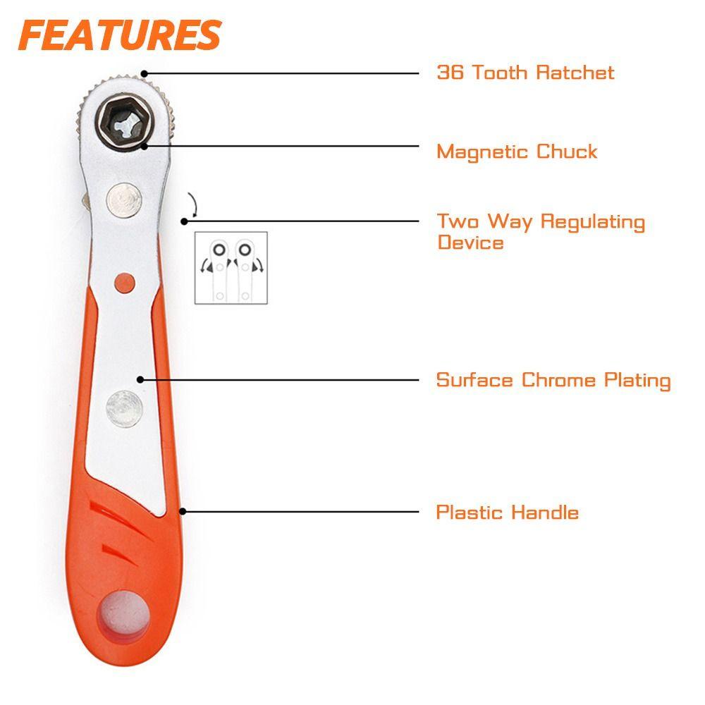 Populer Hexagon Ratchet Spanner Household Socket Tools Mata Bor Kunci Pas Perbaikan