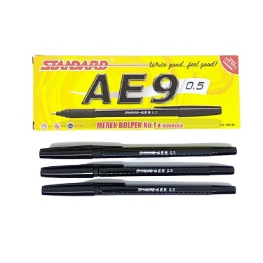

Pulpen Standard AE9 [12 Pcs] / Ball Pen Tinta Hitam / Alat Tulis Sekolah / Mengoreksi / Menulis Sehari hari
