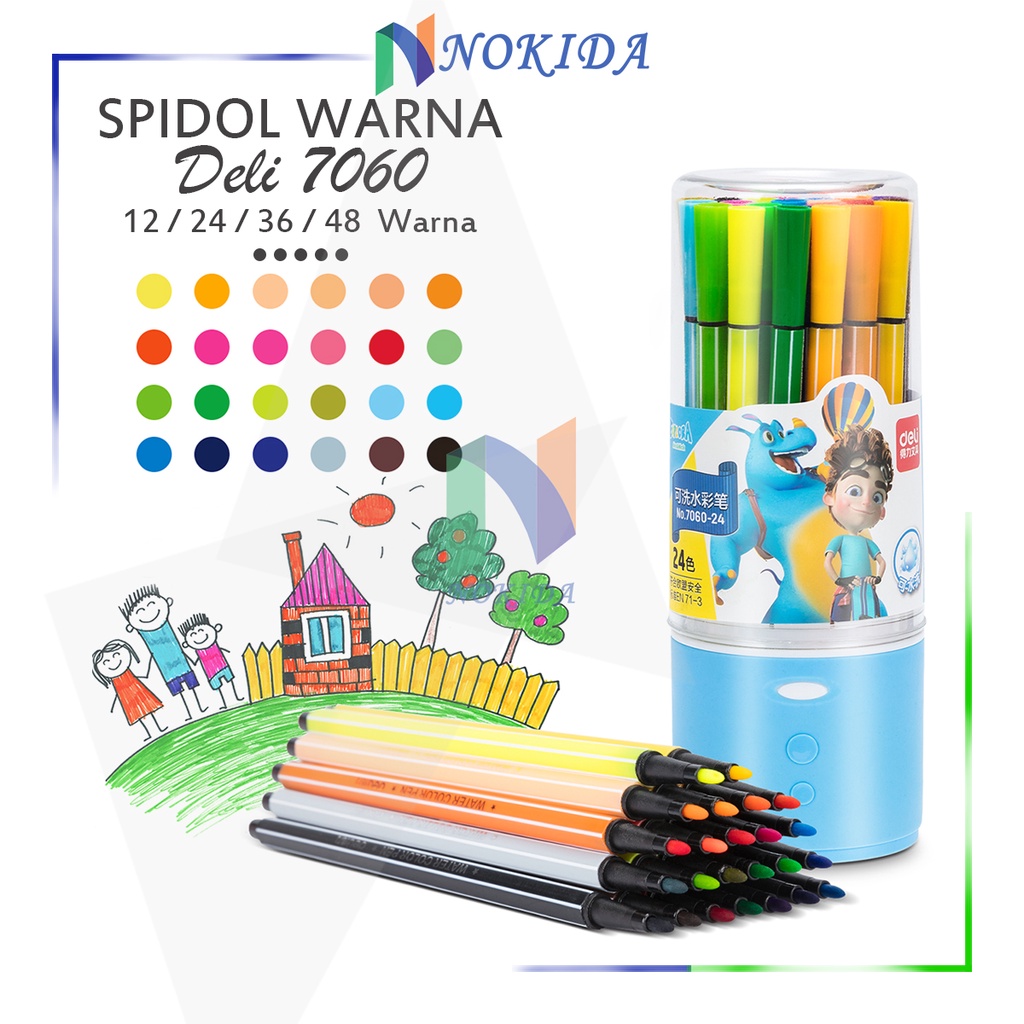 

Nokida Sepidol Hexagonal Watercolor Marker Deli 7060 12 24 36 48 Warna / Spidol Warna Pulpen Pen