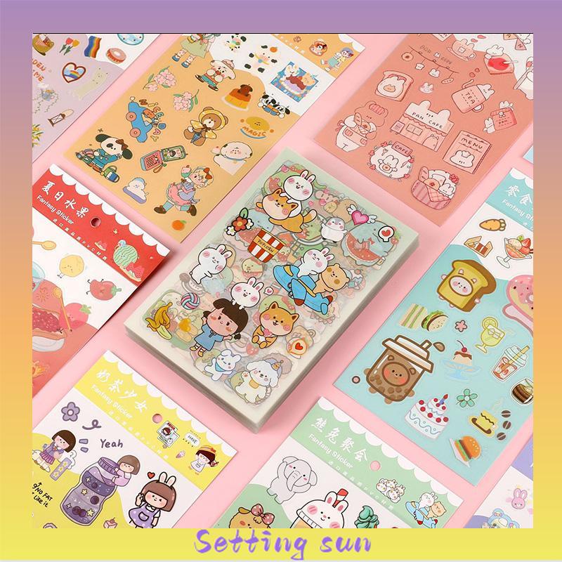 6pc Stiker Cute Cartun Lucu Food Pet Diy Diary Jurnal Palnner Deco Hias TN