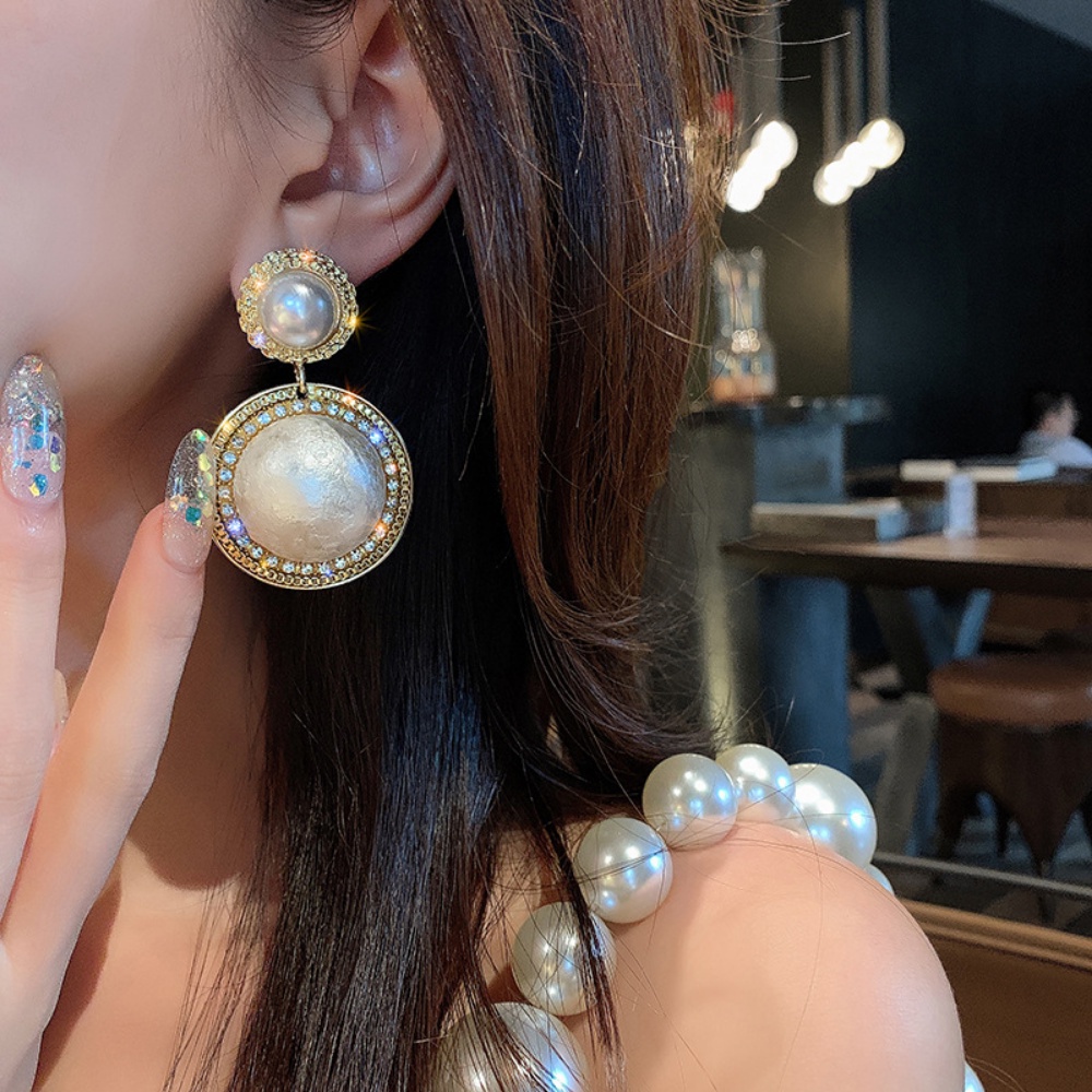 Anting Dangel Kristal Zirconia Elegan Untuk Wanita Simulasi Mutiara Drop Earrings Fashion Pengantin Pernikahan Earrings Pearl