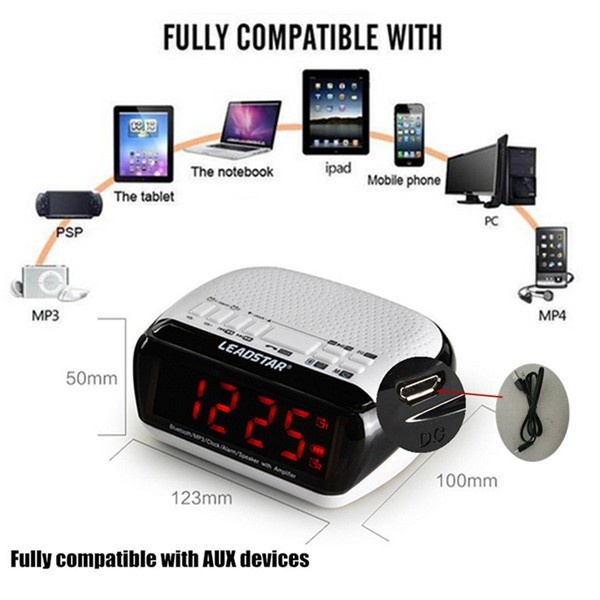 Speaker portable bluetooth Alarm Jam Meja Digital radio MP3 TF music