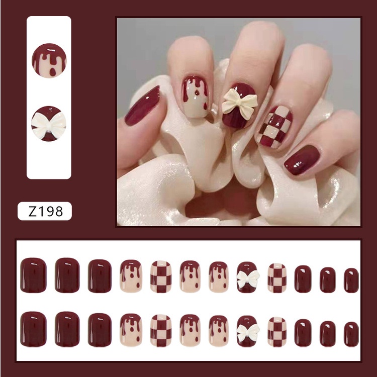 Divine 24 Pcs Kuku Palsu Dan Lem Fake Nail Art 3d Kuku Palsu Tahan Air 24 Pcs Kotak Free Lem