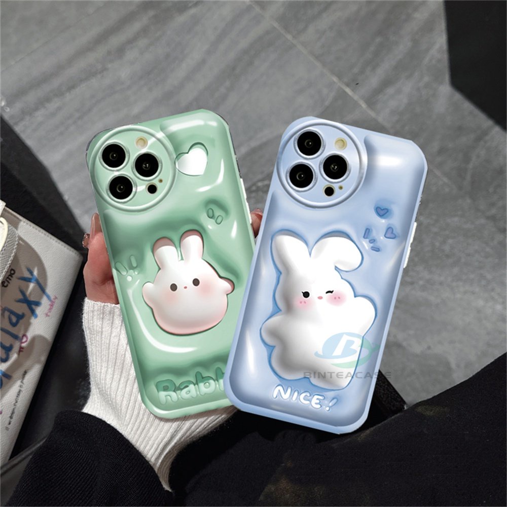 Casing hp Oppo A77S A57 A16 A16S A54S A77 A16K A17 A5S A15 A15S A12 A3S A17K A12E A92 A52 A32 A31 A9 A5 F1S A53 A33 A54 F9 C1 A11K Kartun Kelinci Lucu Silicone Airbag Case Binteacase