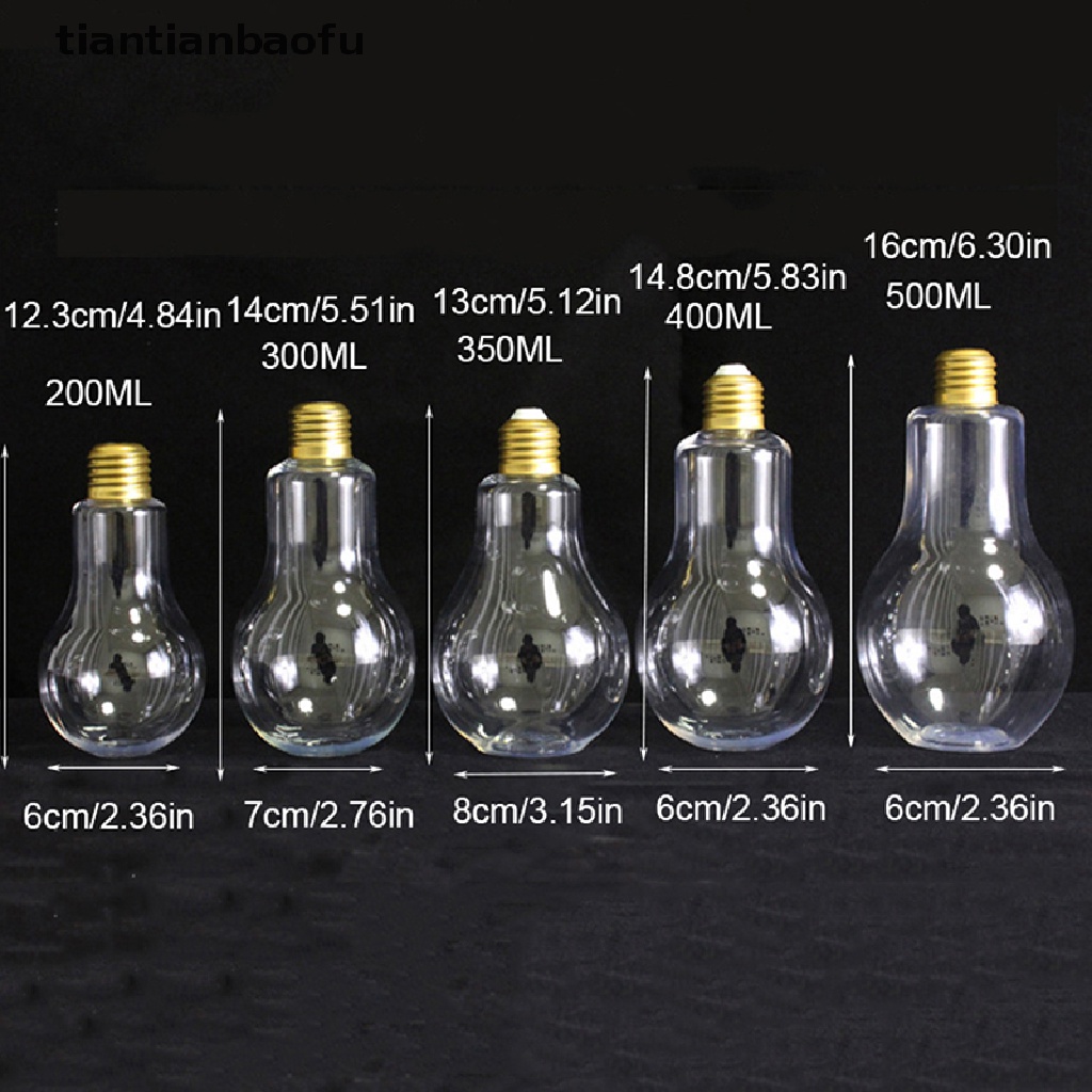 [tiantianbaofu] 200to500ml Clear Artificial Light Bulb Shaped Bottle Dapat Memancarkan Cahaya Minuman Cangkir Butik