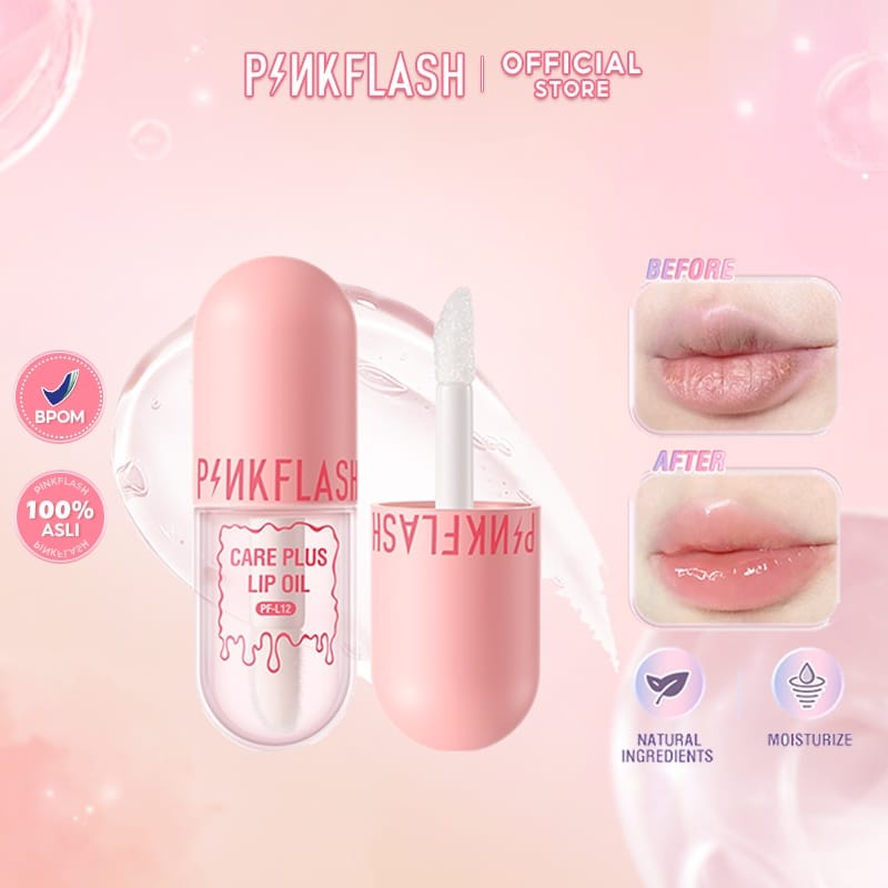 [BPOM&amp;ORI]PINKFLASH PF-L12 Natural Lip Oil Lip Balm Lip Gloss Moisturize Repair Nourish Reduce Wrinkles Waterproof Multi-uses