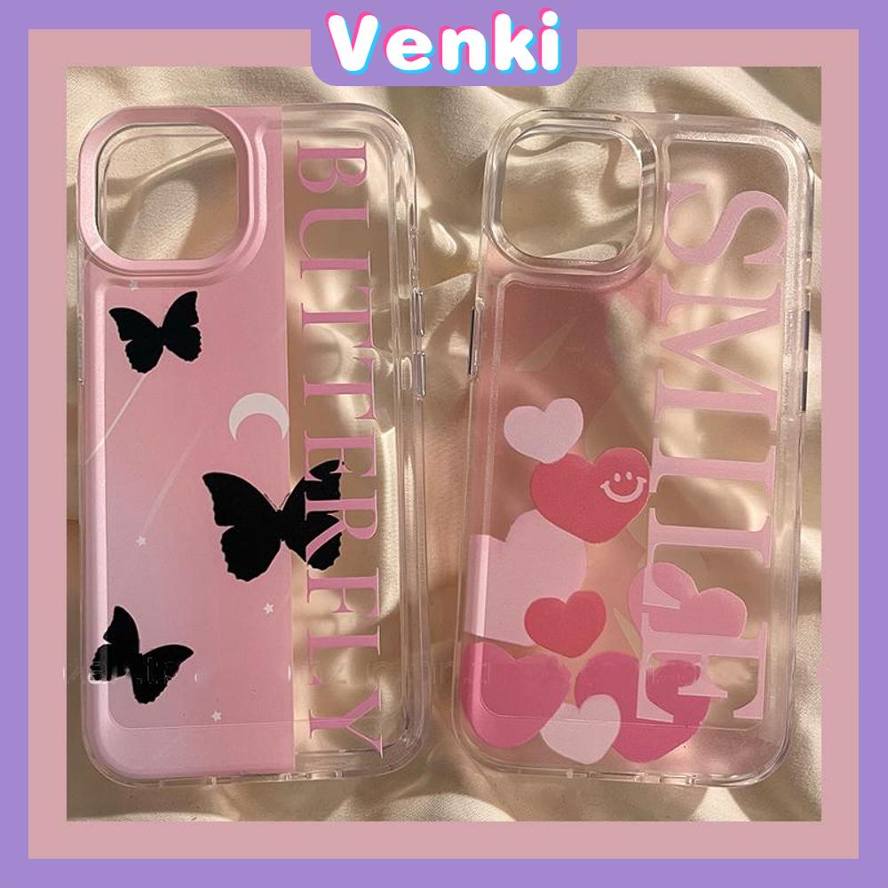 Case for iPhone 11 Soft TPU Clear Space Case Full Screen Pink Heart and Butterfly Plating Buttons Camera Protection ShockProof for iPhone 14 13 12 12 Plus 6 8 Plus XR XS