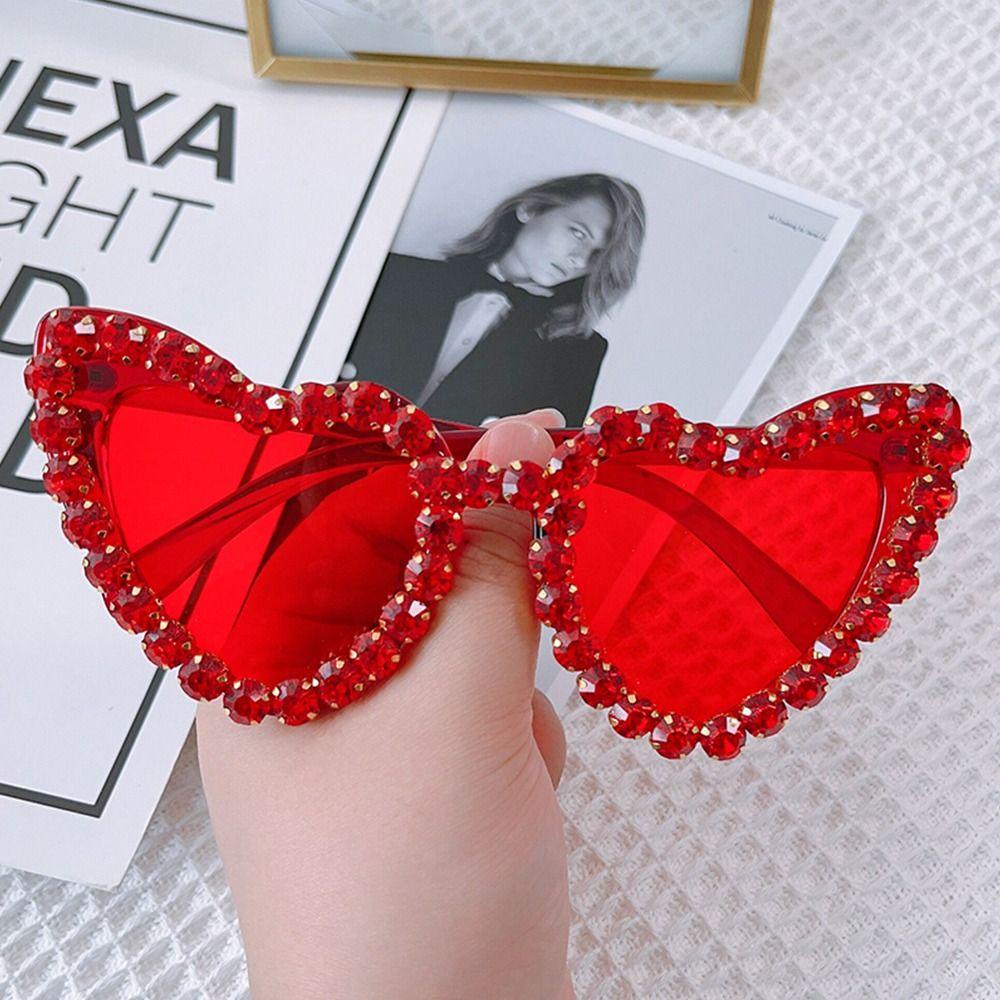 R-flower Heart Sunglasses Vintage Shining Ladies Eyewear Kacamata Hip Hop Untuk Wanita